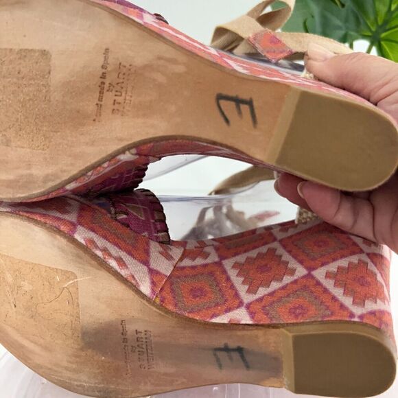 Theodora & Callum Stuart Weitzman Platform Espadrille Wedge Sandal Pink Size 10 - Picture 14 of 16